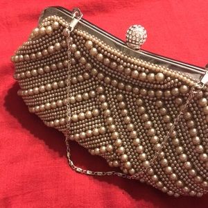 Vintage Pearl Clutch Shoulder Bag